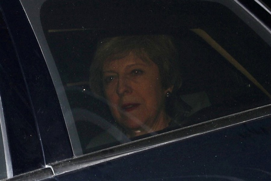 Britain's Prime Minister Theresa May is pictured outside the Houses of Parliament, in London. Reuters