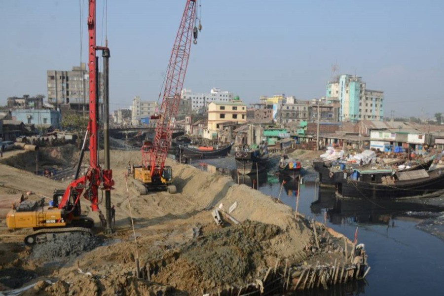 A view of a canal re-excavation in Chattogram port city