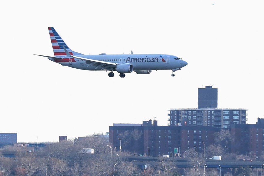 An American Airlines Boeing 737 Max 8, on a flight from Miami to New York City, comes in for landing at LaGuardia Airport in New York, US on March 12, 2019 — Reuters photo