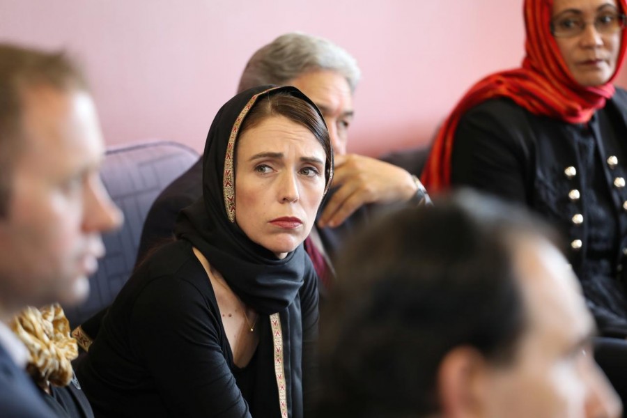 New Zealand Prime Minister Jacinda Arderm meets representatives of the Muslim community at Canterbury refugee centre in Christchurch, New Zealand March 16, 2019 - New Zealand Prime Minister's Office/Handout via REUTERS