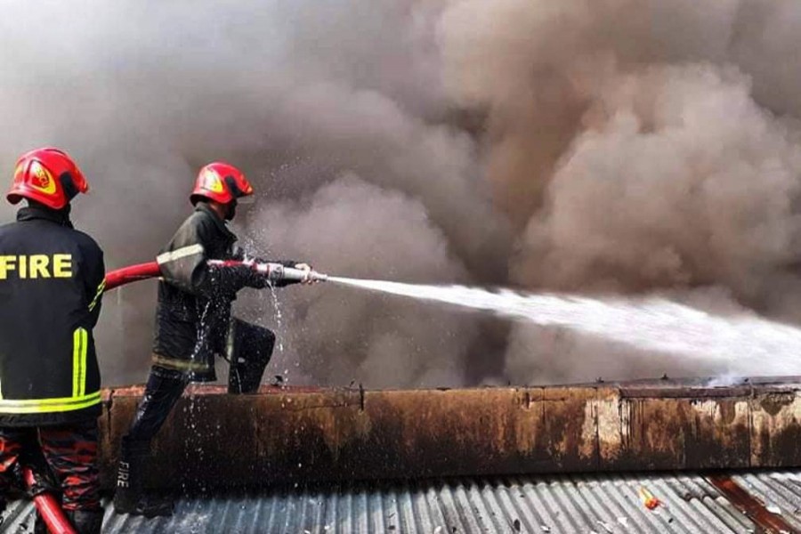 Fire at Singer warehouse in Ctg