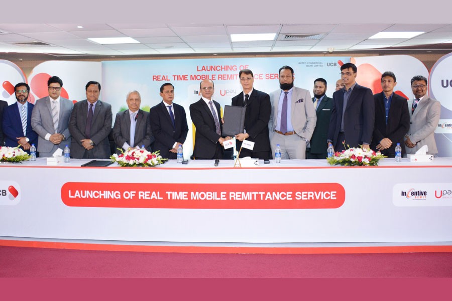 UCB, Incentive Remit launch real-time remittance service in BD