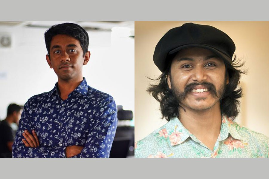 The combination photo shows Pathao cofounder Hussain Elius and cartoonist Abdulla al Morshed on the left and right respectively