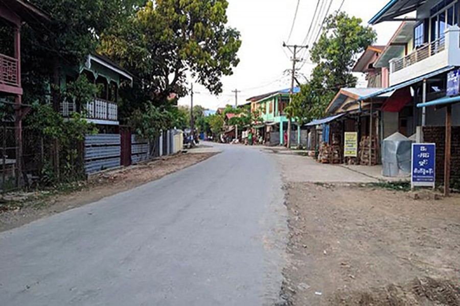 A deserted street in Mrauk U township, western Myanmar's Rakhine state on April 2, 2019. Photo courtesy: Radio Free Asia