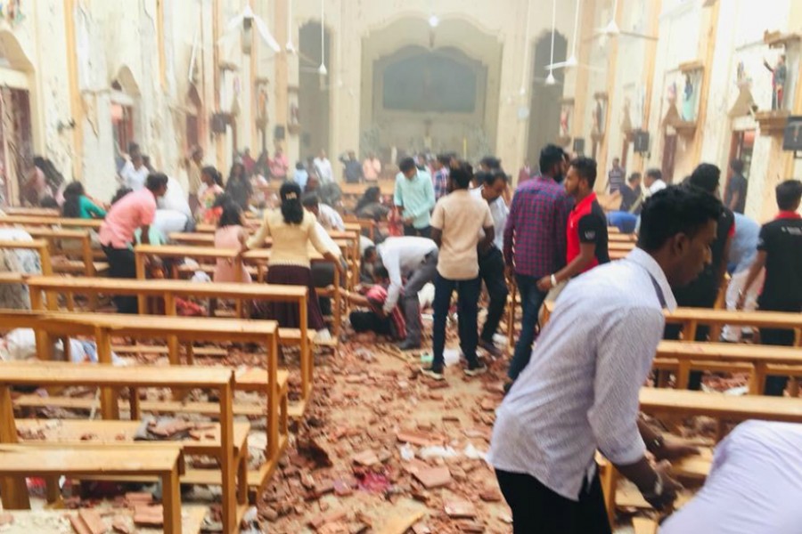 One of the explosions was at St Anthony's Church in Kochcikade, Colombo  - Twitter photo