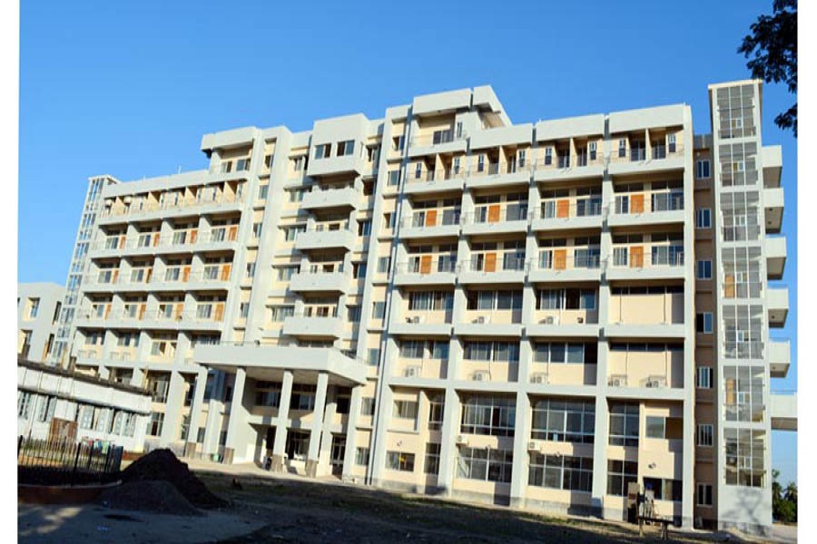 The frontal view of the new 250-bed Sunamganj District Hospital building   	— FE Photo