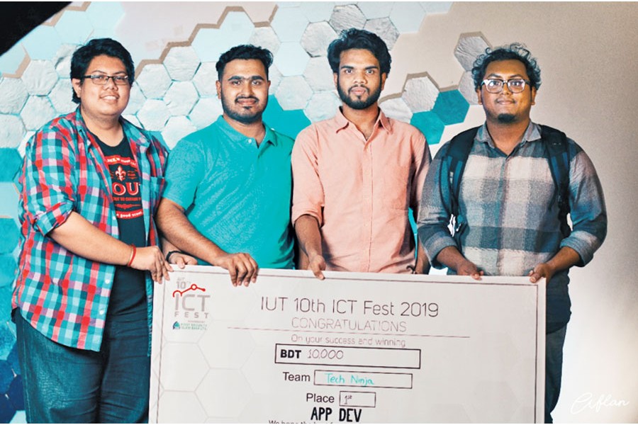 The winners of APP Development of ICT Fest 2019 held at Islamic University of Technology (IUT), Gazipur