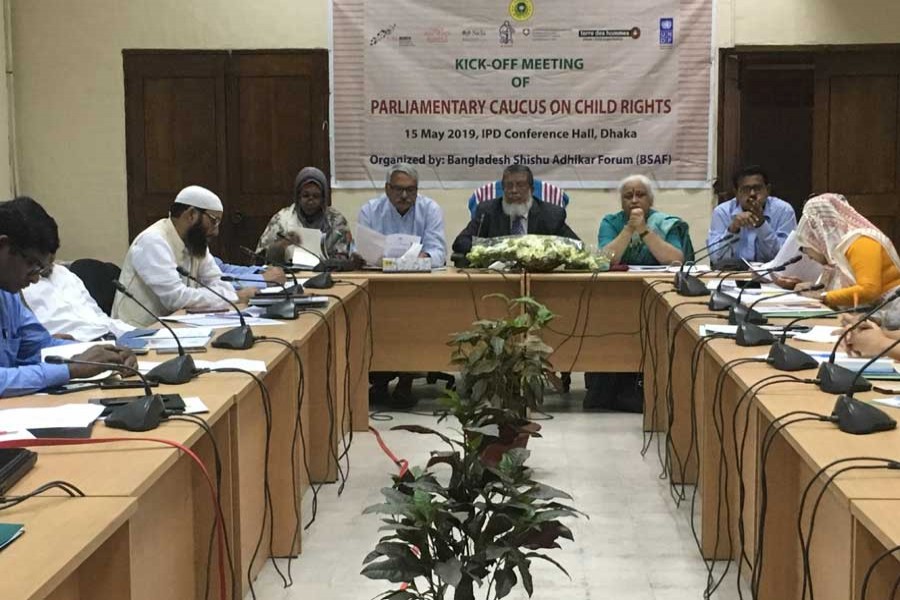 Deputy speaker of the parliament Fazle Rabbi Miah addressing a meeting on ‘Parliamentary Caucus on Child Rights’ in the city on Wednesday