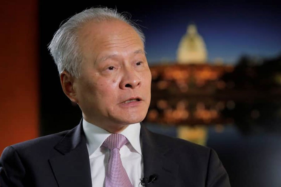 Chinese Ambassador to the United States Cui Tiankai speaks during an interview in Washington - REUTERS file photo