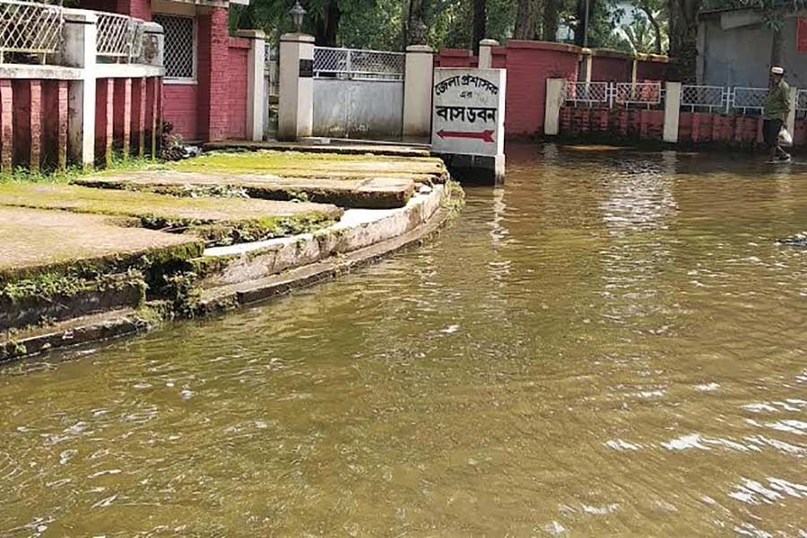 Bank of river washes away following flash flood in Habiganj