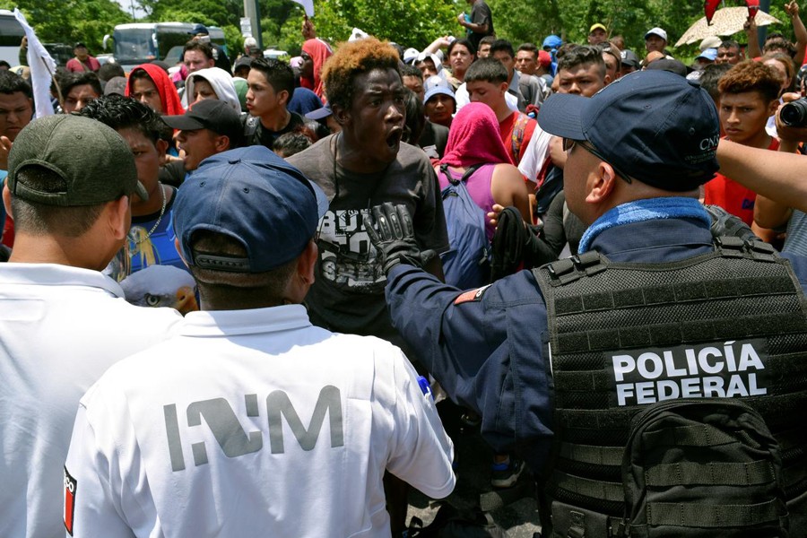 Mexico meets migrants at southern border with armed forces