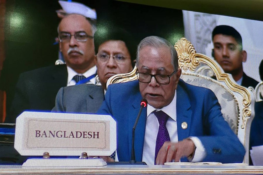 President Abdul Hamid addressing the fifth Summit of Conference on Interaction and Confidence Building Measures in Asia (CICA) at Dushanbe, the capital of Tajikistan on Saturday