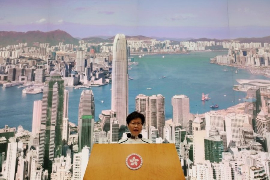 Hong Kong Chief Executive Carrie Lam speaks at a news conference in Hong Kong, China, June 15, 2019. Reuters