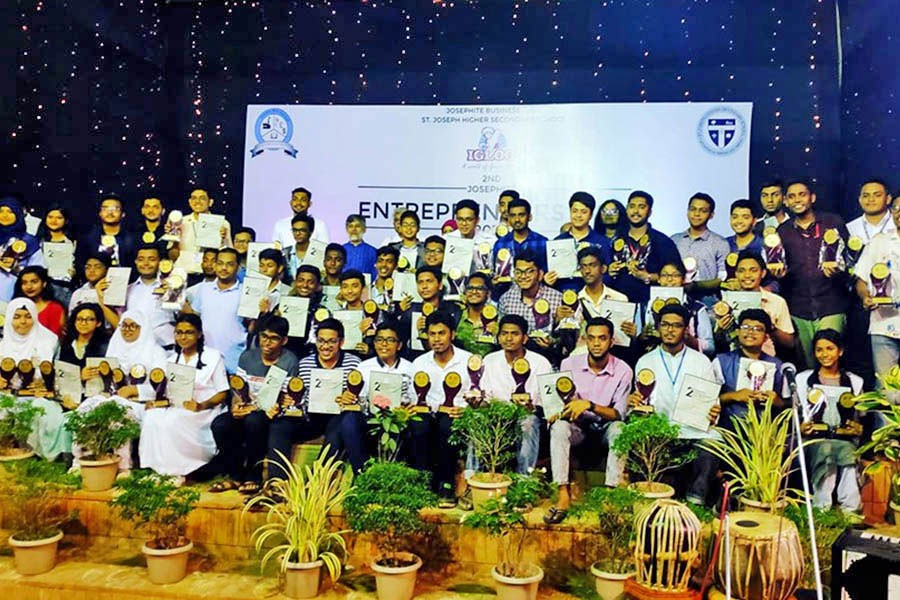 Guests and participants seen at a three-day business festival organised by Josephite Business Club of the St. Joseph Higher Secondary School on its campus at Mohammadpur in the city recently