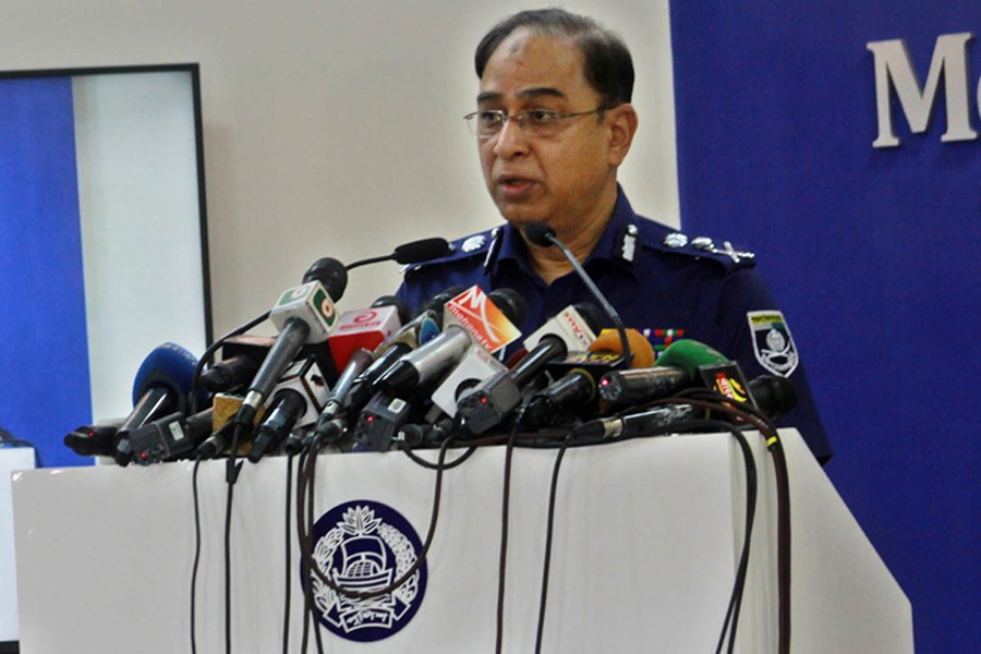 IGP Mohammad Javed Patwary speaks at a press briefing at the Police Headquarters in the capital on Wednesday — Focus Bangla photo