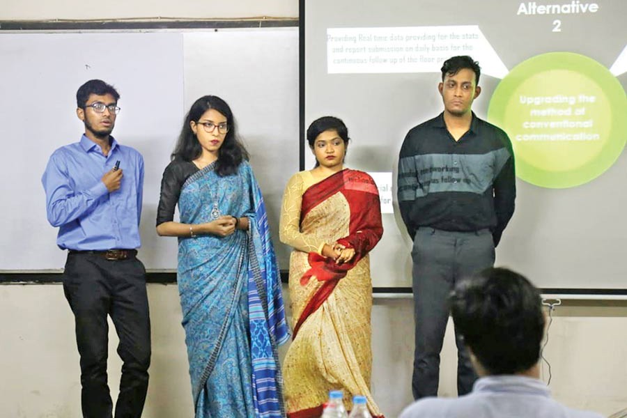 Team Adrioters making their presentation at the 'TEXBIZ', arranged by Bangladesh University of Textiles (BUTEX) Business Club