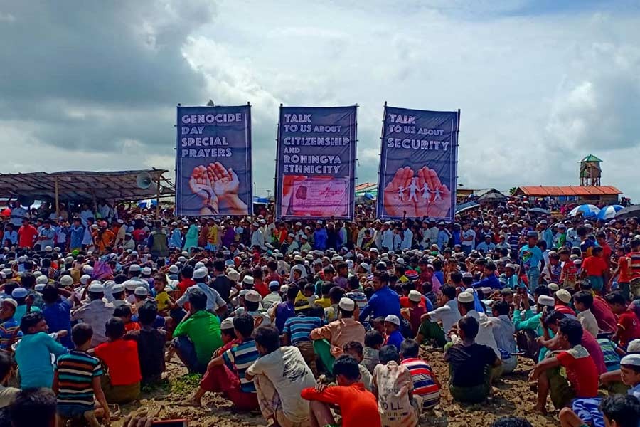 Thousands of angry and frustrated Rohingya people have marked the second anniversary of their exodus from Myanmar into Bangladesh by demanding their citizenship and other rights in the country they fled from. -Star Mail Photo