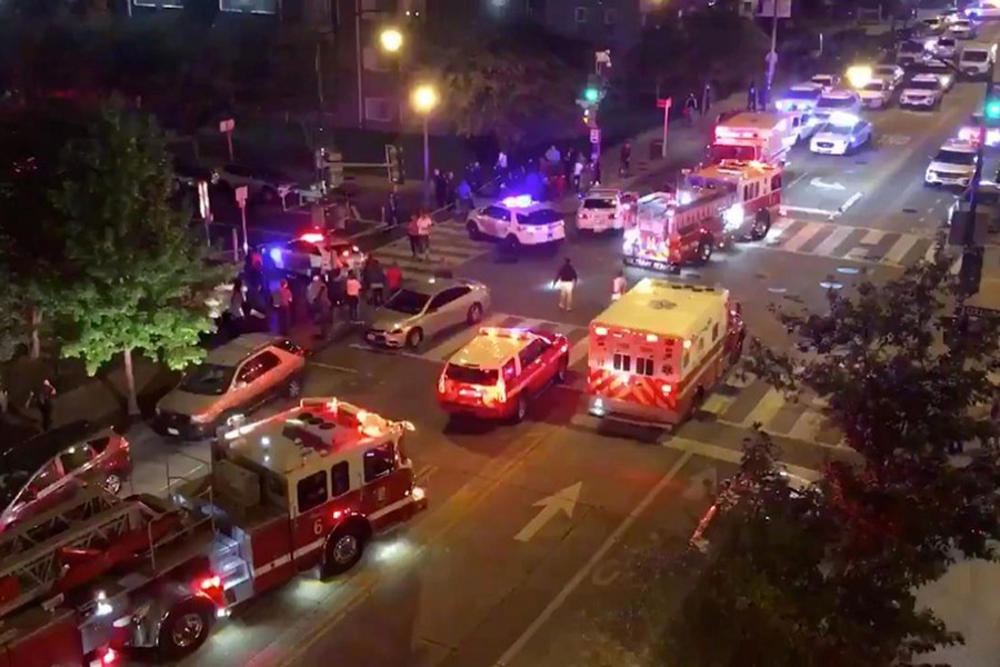 Rescue vehicles are seen following a shooting in Washington, DC, US on September 19, 2019, in this picture obtained from social media — via REUTERS