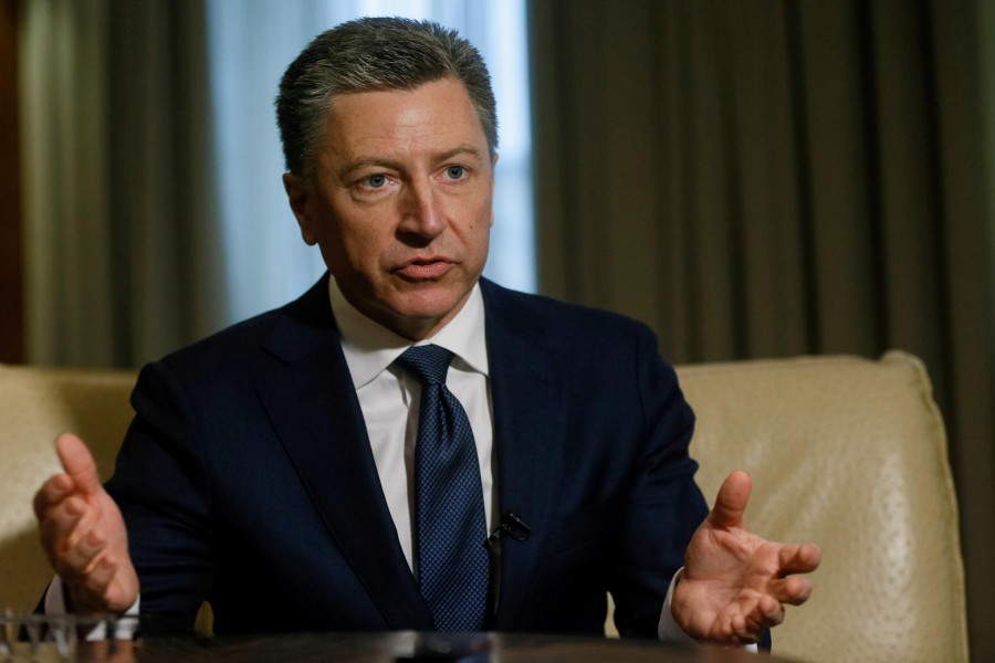 FILE PHOTO - Kurt Volker, United States Special Representative for Ukraine Negotiations, gestures during an interview with Reuters in Kiev, Ukraine October 28, 2017. REUTERS/Valentyn Ogirenko/File Picture