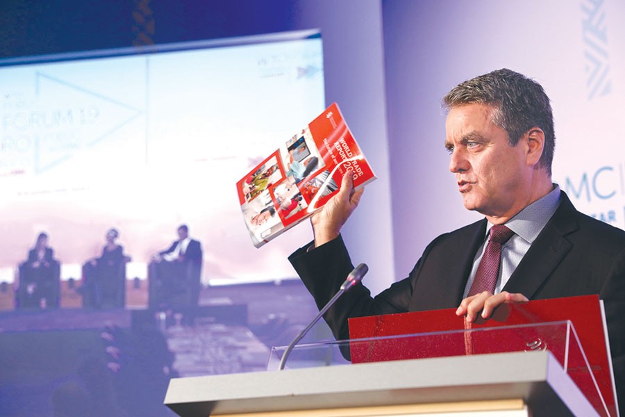 Roberto Azevêdo, Director General of World Trade Organization (WTO) speaking at the WTO Public Forum on Wednesday in Geneva where 'Word Trade Report 2019: The future of services trade' formally launched 	— WTO Photo