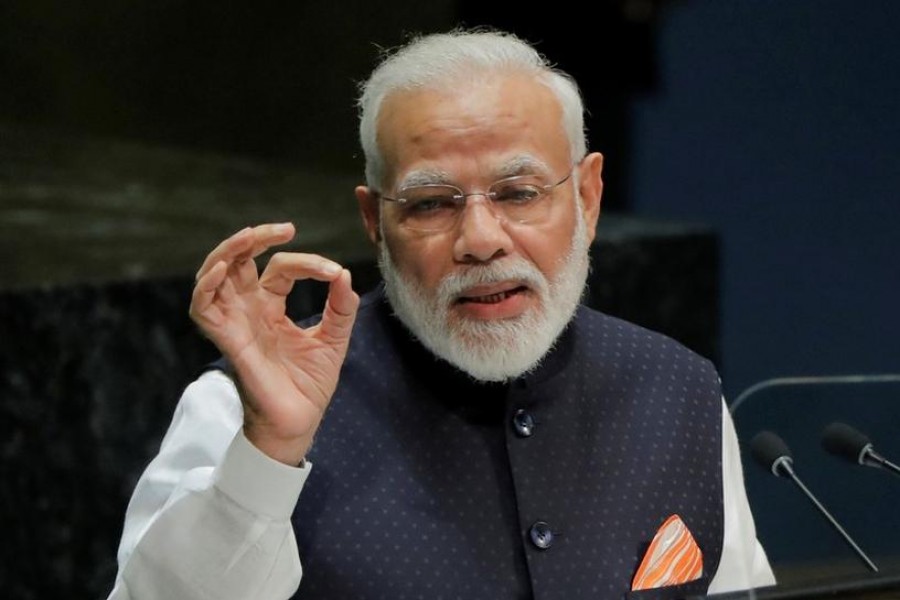 Prime Minister of India Narendra Modi addresses the 74th session of the United Nations General Assembly at UN headquarters in New York, US on September 27, 2019 — Reuters/Files