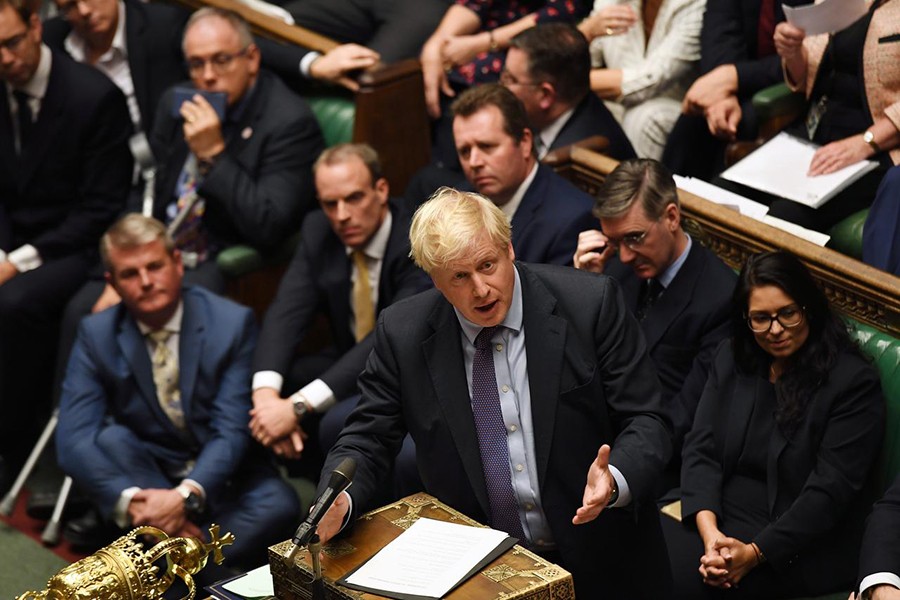 Britain's Prime Minister Boris Johnson is seen at the House of Commons in London, Britain on October 22, 2019 — UK Parliament/Jessica Taylor/Handout via REUTERS