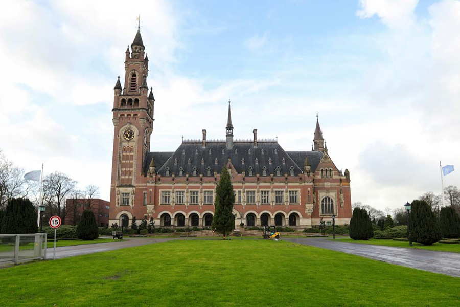 A general view of the International Court of Justice (ICJ) ahead of hearings regarding accusations of genocide of Rohingya Muslim minority by Myanmar filed by Gambia, in The Hague, Netherlands on December 9, 2019 — Reuters/Files