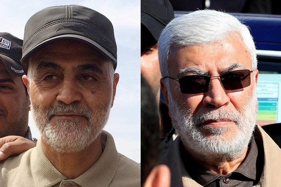 Qassem Soleimani (L) and Abu Mahdi al-Muhandis