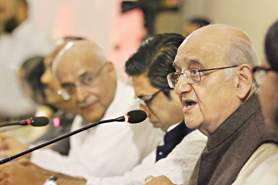 CPD Chairman Professor Rehman Sobhan speaking at a dialogue in the city on Tuesday — FE photo