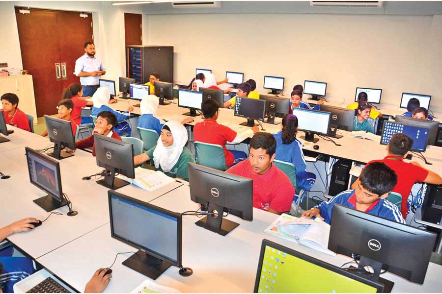 Students of DPS STS School Dhaka in a digital classroom