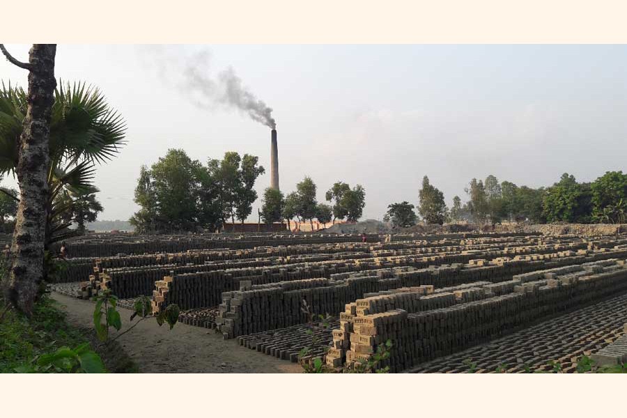 A partial view of a brick kilns in Gazipur 	— UNB Photo