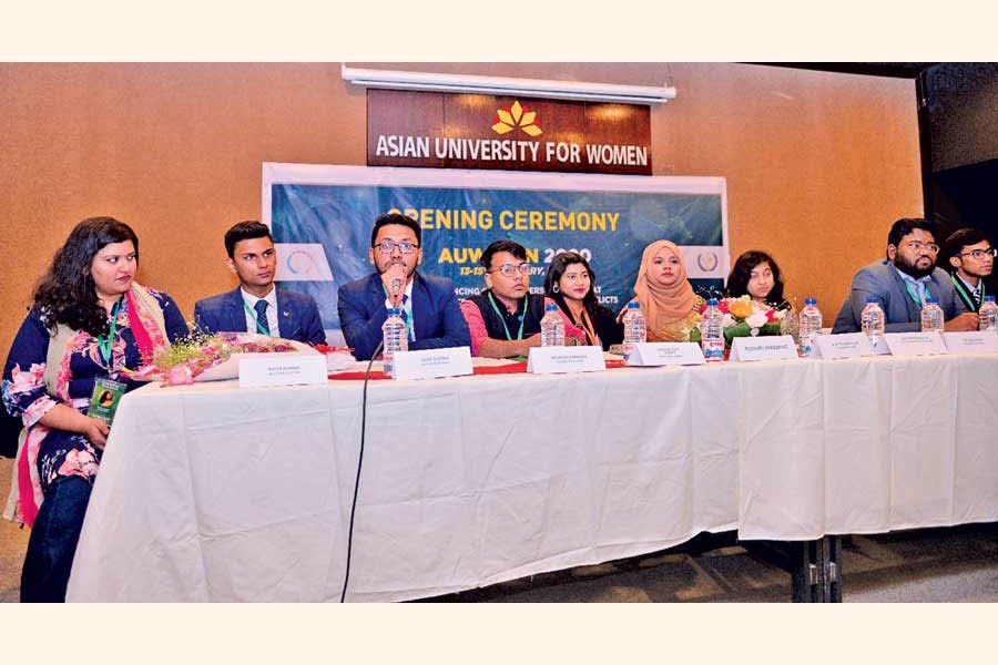 Opening plenary session of Asian University for Women International Model United Nations 2020