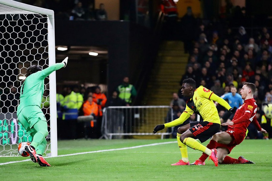 Watford's Ismaila Sarr scores their first goal — Reuters photo