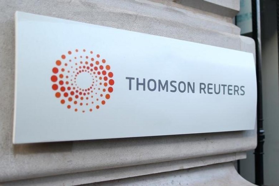 The logo of Thomson Reuters is pictured at the entrance of its Paris headquarters, France on March 7, 2016  — Reuters/Files