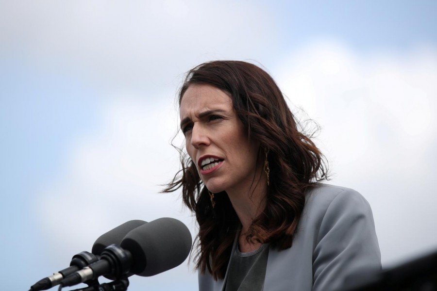 FILE PHOTO: New Zealand Prime Minister Jacinda Ardern speaks during a joint press conference held with Australian Prime Minister Scott Morrison at Admiralty House in Sydney, Australia, February 28, 2020. REUTERS/Loren Elliott/File Photo