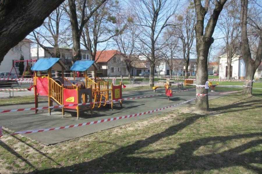 This playground just outside the Slovak capital, Bratislava, has been sealed off to stop people spreading the virus. Similar measures are in place in cities and towns across Europe, which is now the epicentre of the virus's spread.     —Credit: Ed Holt/IPS