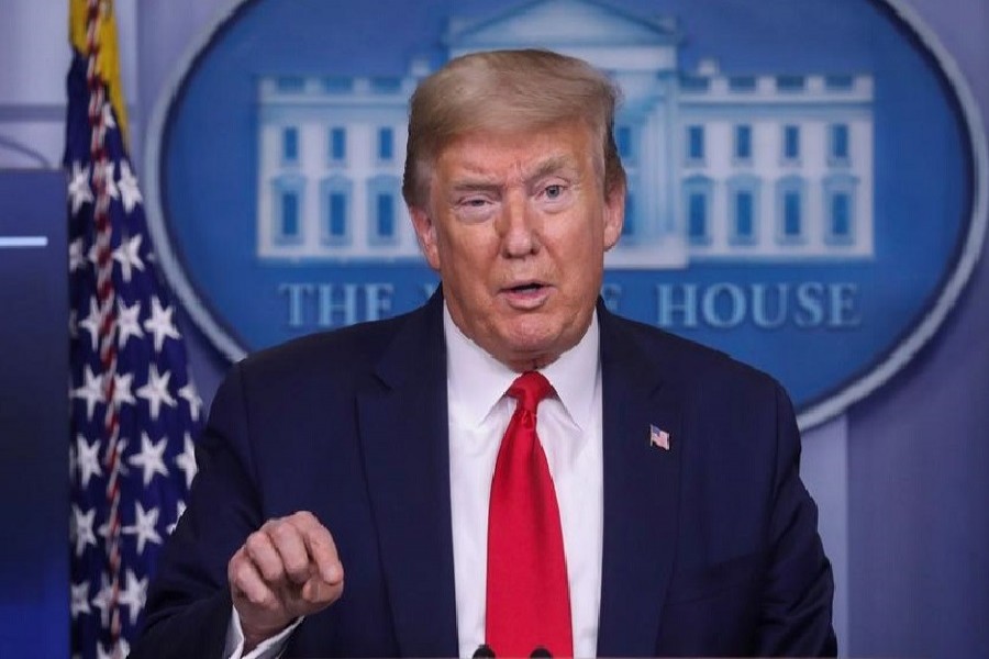 US President Donald Trump addresses the daily coronavirus task force briefing at the White House in Washington, US, April 17, 2020. — Reuters