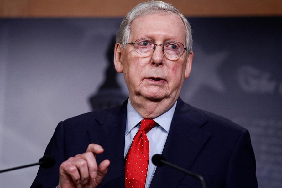 US Senate Majority Leader Mitch McConnell speaks to reporters after it was announced US congressional leaders and the White House agreed on nearly $500 billion more in coronavirus relief for the US economy, bringing to nearly $3 trillion the amount allocated to deal with the crisis, on Capitol Hill in Washington, US on April 21, 2020 — Reuters photo