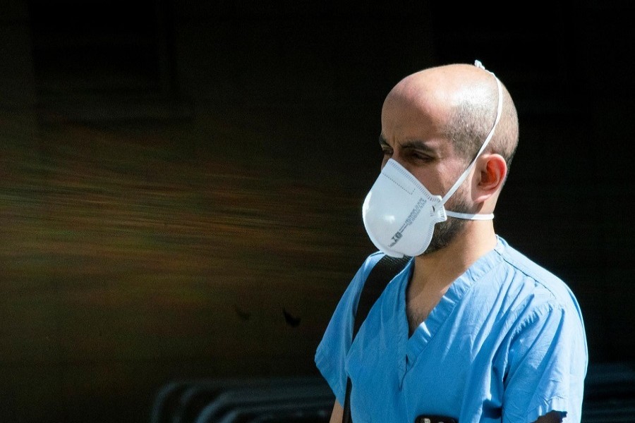 A health worker walks around the NYU Langone Hospital, during the outbreak of the coronavirus disease (COVID-19), in the Manhattan borough of New York City, New York, US, May 03, 2020. — Reuters/Files