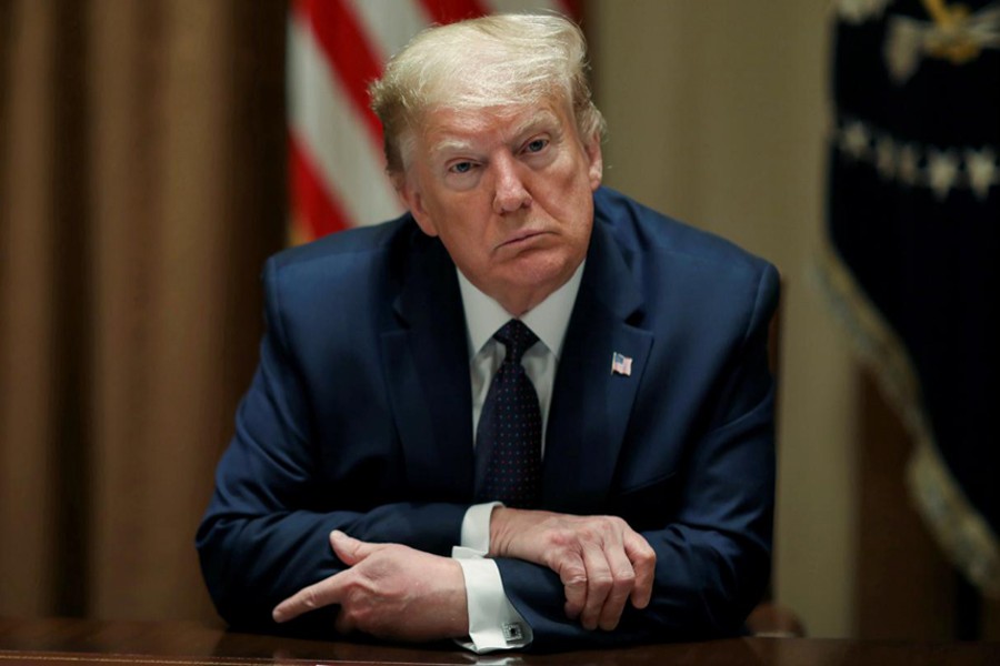 US President Donald Trump holds a meeting on "opportunity zones" in the Cabinet Room of the White House in Washington, US on May 18, 2020 — Reuters photo