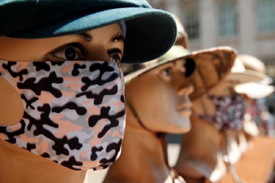 Face masks are seen for sale at Norwich Market, following the outbreak of the coronavirus disease (COVID-19), Norwich, Britain, June 01, 2020. — Reuters/Files