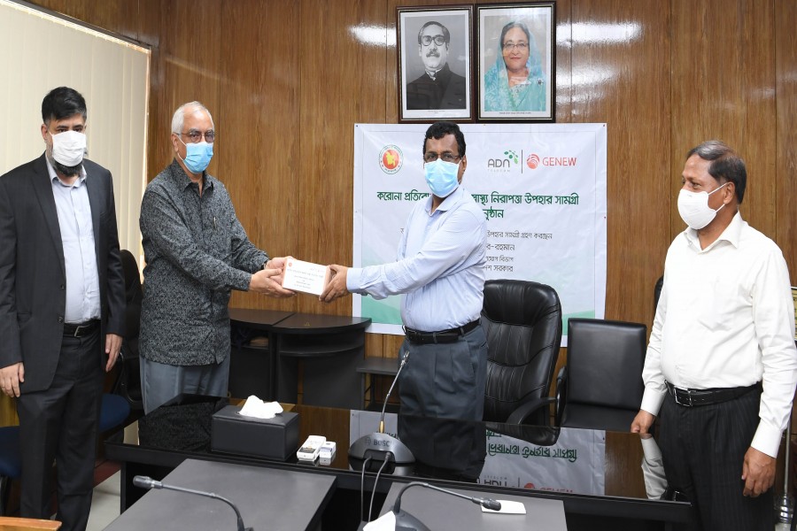 Mr. Zahir Ahmed, Vice Chairman of ADN Group, handed over  12,000 face masks to protect the health of the officers and employees of various agencies under the Department of Posts and Telecommunications. Mr. Md. Noor-ur-Rahman, Secretary, Department of Posts and Telecommunications received the masks.