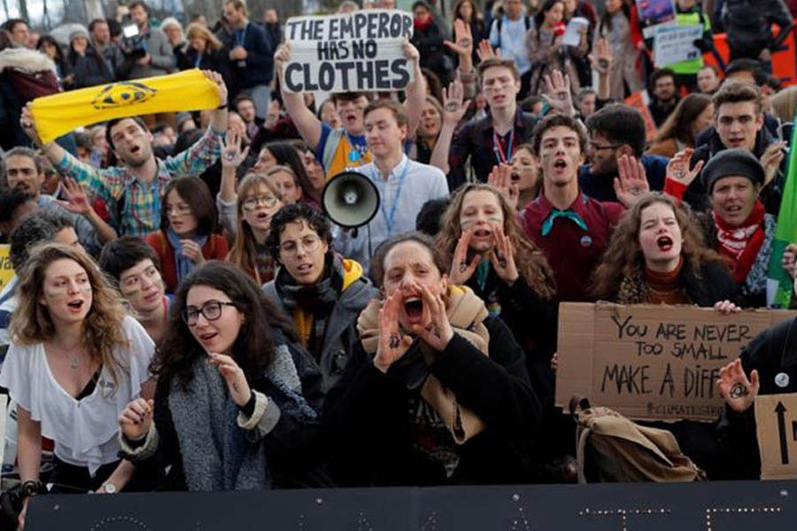 Activists protest outside the venue of the UN Climate Change Conference in Madrid last year           — Reuters