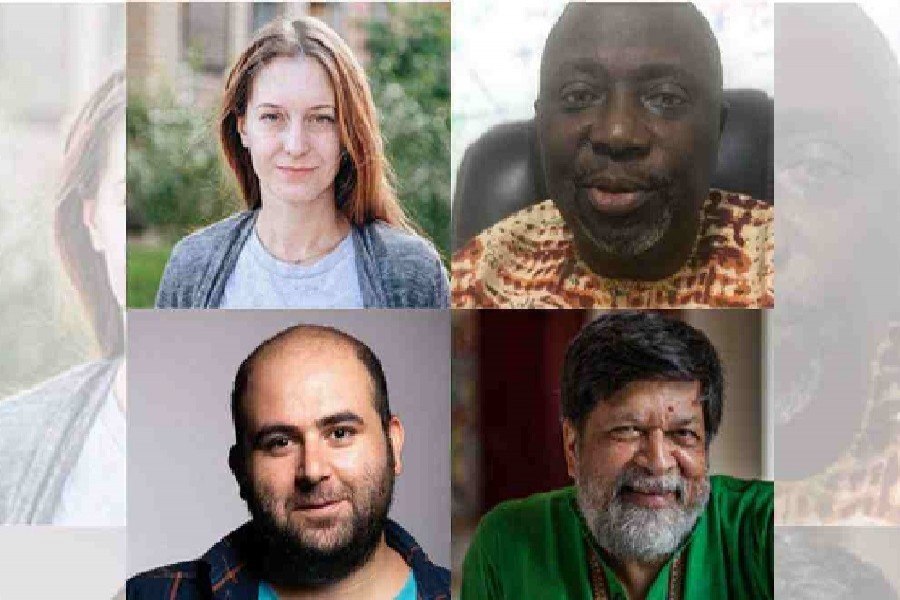 Clockwise from top left: Svetlana Prokopyeva (Artiom Avanesov); Dapo Olorunyomi (Dapo Olorunyomi); Shahidul Alam (Shahidul Alam); Mohammad Mosaed (Farid Kamran Nia). Photo: Courtesy via UNB