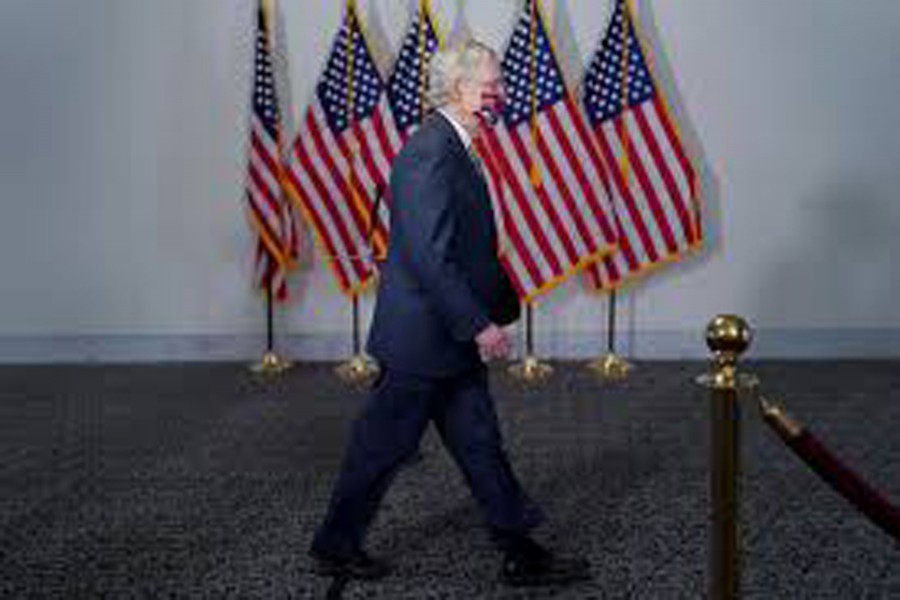 FILE PHOTO: Senate Majority Leader Mitch McConnell arrives to a luncheon on Capitol Hill in Washington, U.S. July 23, 2020. REUTERS/Erin Scott   