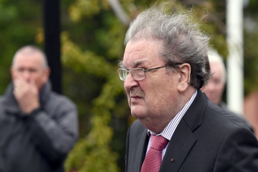 Former SDLP leader, John Hume, arrives for the funeral mass of former Bishop Edward Daly at St Eugene's Cathedral in Londonderry, Northern Ireland, August 11, 2016 — Reuters/Files