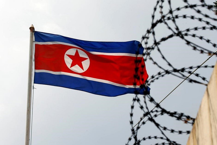 The North Korea flag flutters next to concertina wire at the North Korean embassy in Kuala Lumpur, Malaysia, March 09, 2017 — Reuters/Files