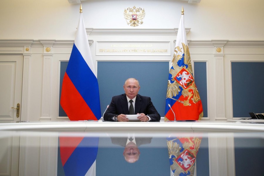 Russian President Vladimir Putin takes part in a video conference call, dedicated to the opening of new military medical centres for patients infected with the coronavirus disease (Covid-19), in Moscow, Russia on June 30, 2020 — Reuters/Files