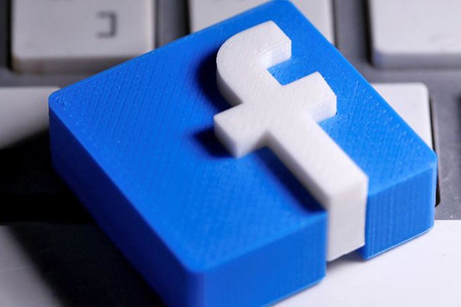 A 3D-printed Facebook logo is seen placed on a keyboard in this illustration taken on March 25, 2020 — Reuters/Files