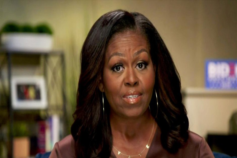 Former first lady Michelle Obama speaks in a frame grab from the live video feed of the all virtual 2020 Democratic National Convention as participants from across the country are hosted over video links to the originally planned site of the convention in Milwaukee, Wisconsin, U.S. August 17, 2020. 2020 Democratic National Convention/POOL via REUTERS